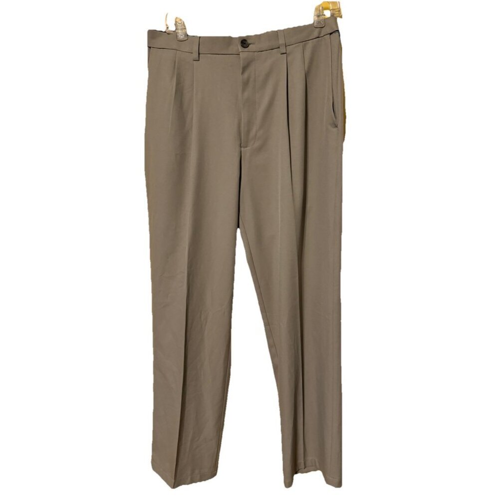 Haggar Cool 18 Pro Men's‎ SZ 34x30 Tan Pants Extendable Waist Workwear